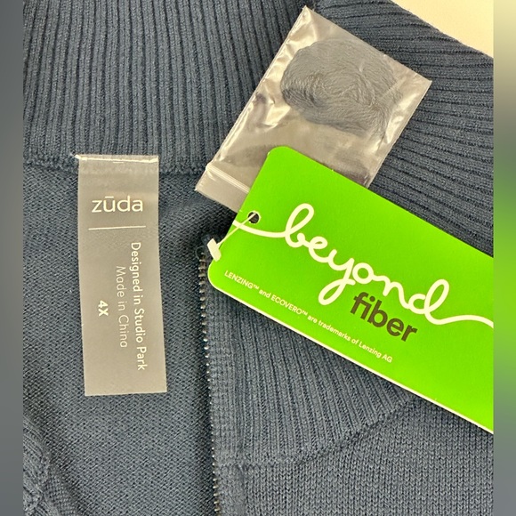 ZUDA Navy Blue Sweater Jumpsuit Belt, Pockets, Ribbed Wrists & Ankles 4X - Picture 8 of 10